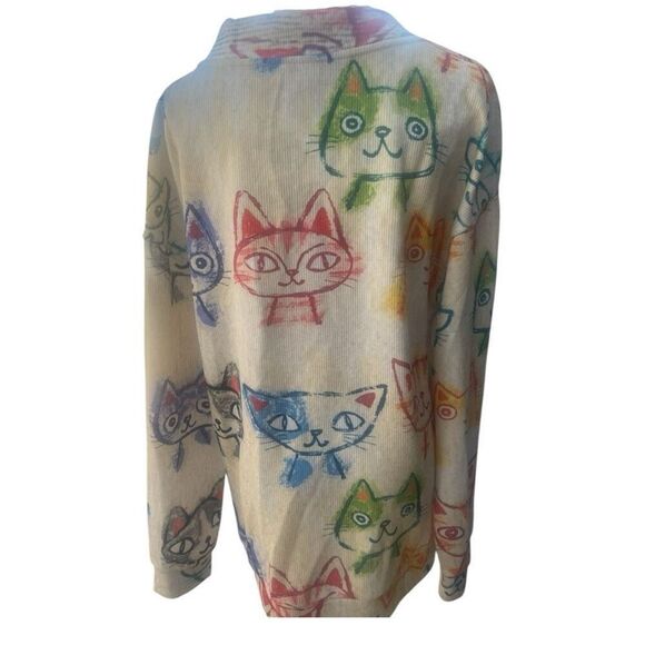 FFF Boutique Pale Yellow Kitty Cat Head Design Pullover Sweater Size Large NWT - Picture 4 of 5